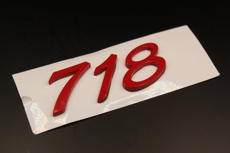 Red 718 Number Badge For Porsche