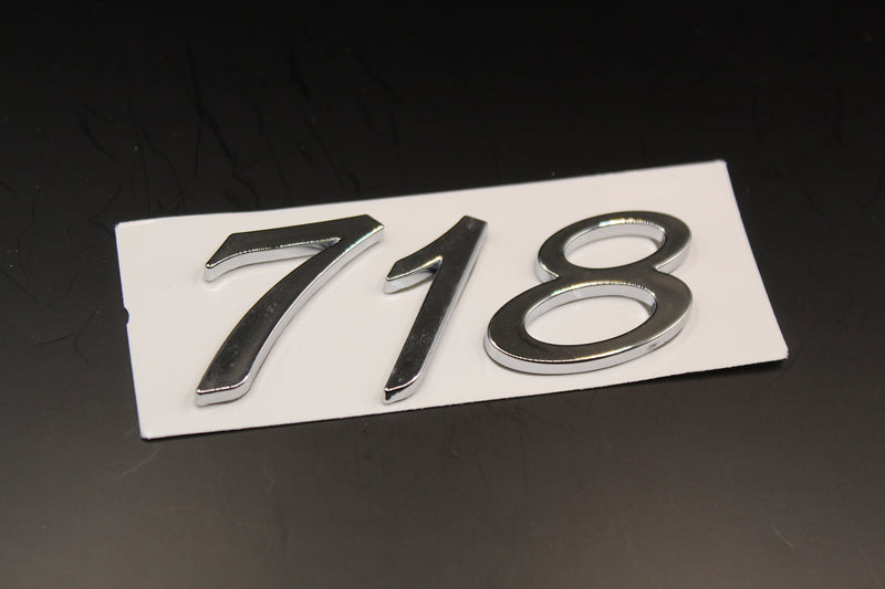 Chrome Silver 718 Number Badge For Porsche