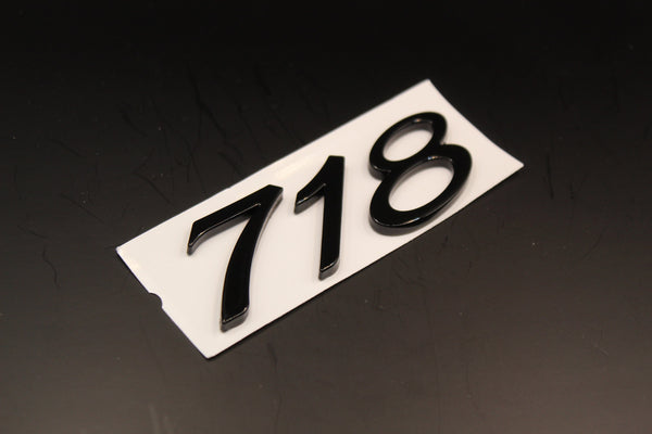 Gloss Black 718 Number Badge For Porsche