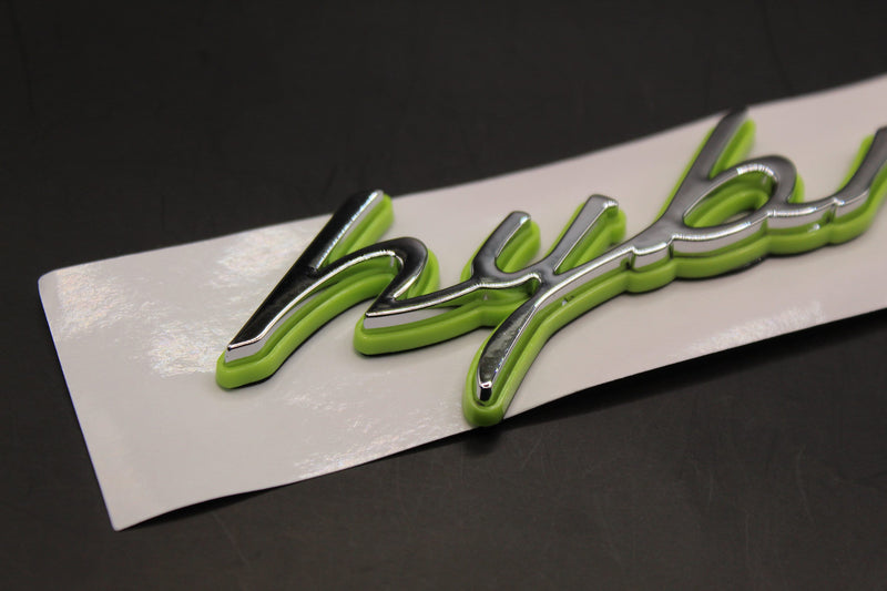 Chrome Silver Lime Green hybrid Badge For Porsche