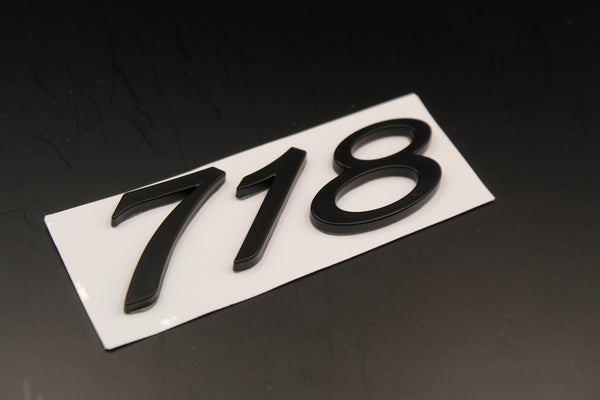 Matte Black 718 Number Badge For Porsche