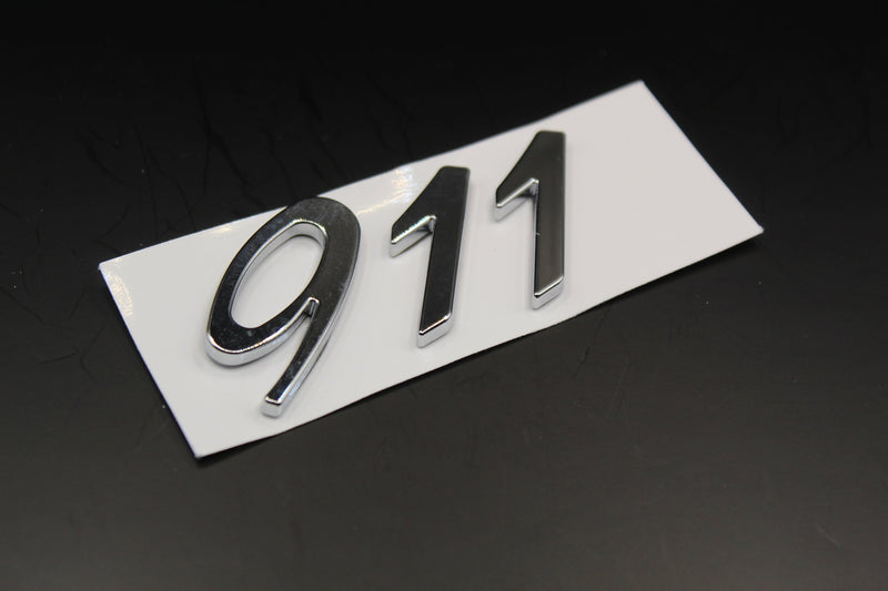 Chrome Silver 911 Number Badge For Porsche